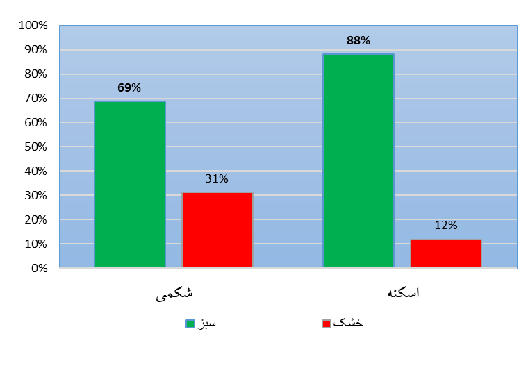 نمودار2– درصد موفقیت پیوند اسکنه و شکمی با پیوندک یخچالی- فروردین 1399